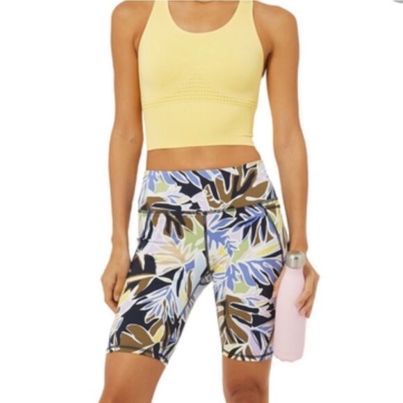 Sweaty Betty Womens Size Small Power 9 Inch Green Paper Leaf Print Biker Shorts - Picture 15 of 15